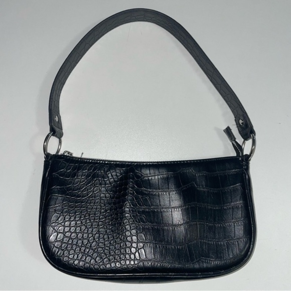 Divided Black Snakeskin Mini Bag